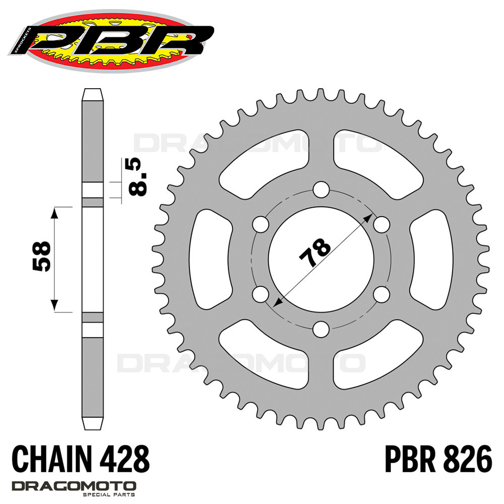KAWASAKI KH (6 HOLES) 100 1993-1994 chain sprocket kit 428 PBR EK1612