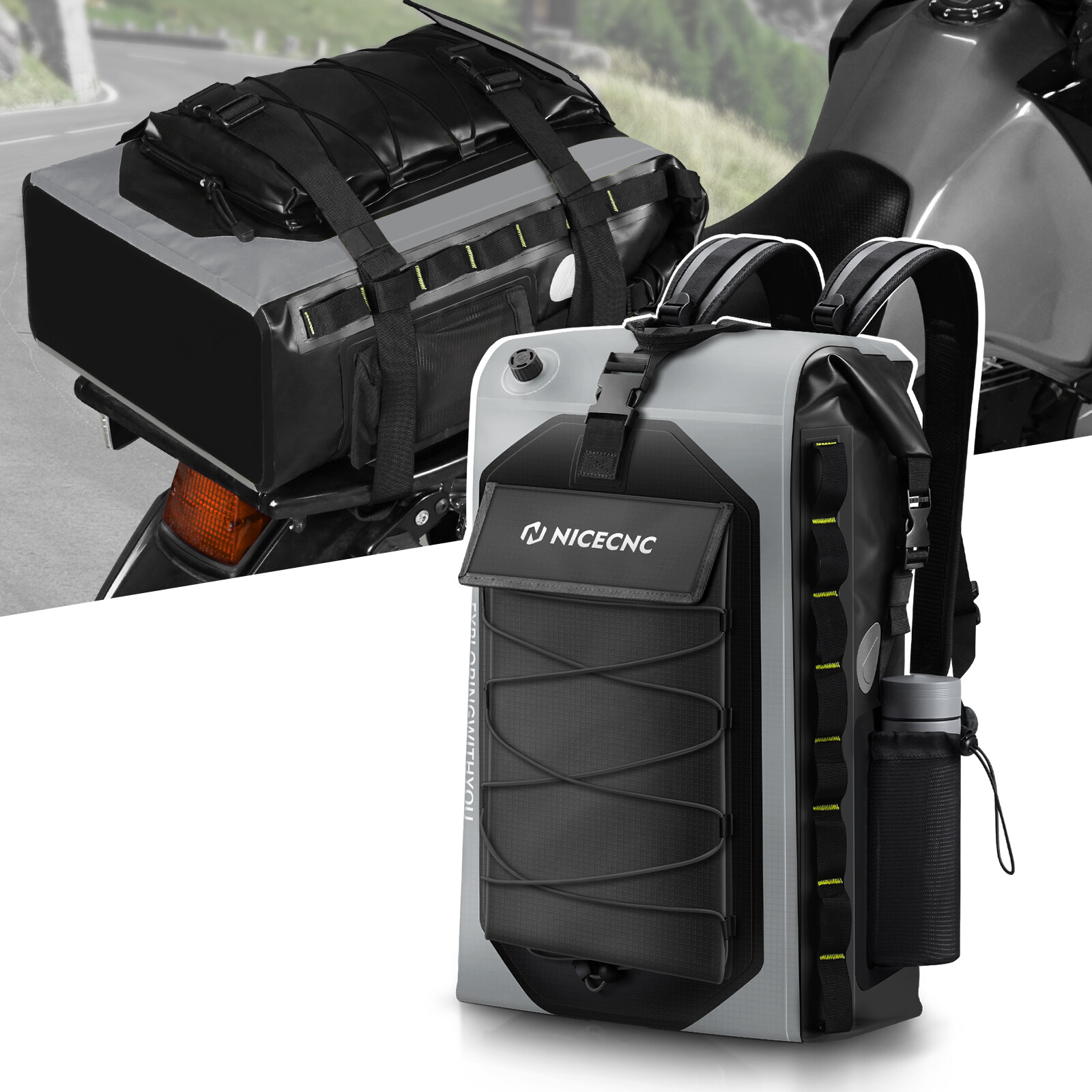 Waterproof Motorcycle Huge Bag Sissy Bar Helmet Roll Luggage For Harley Softail