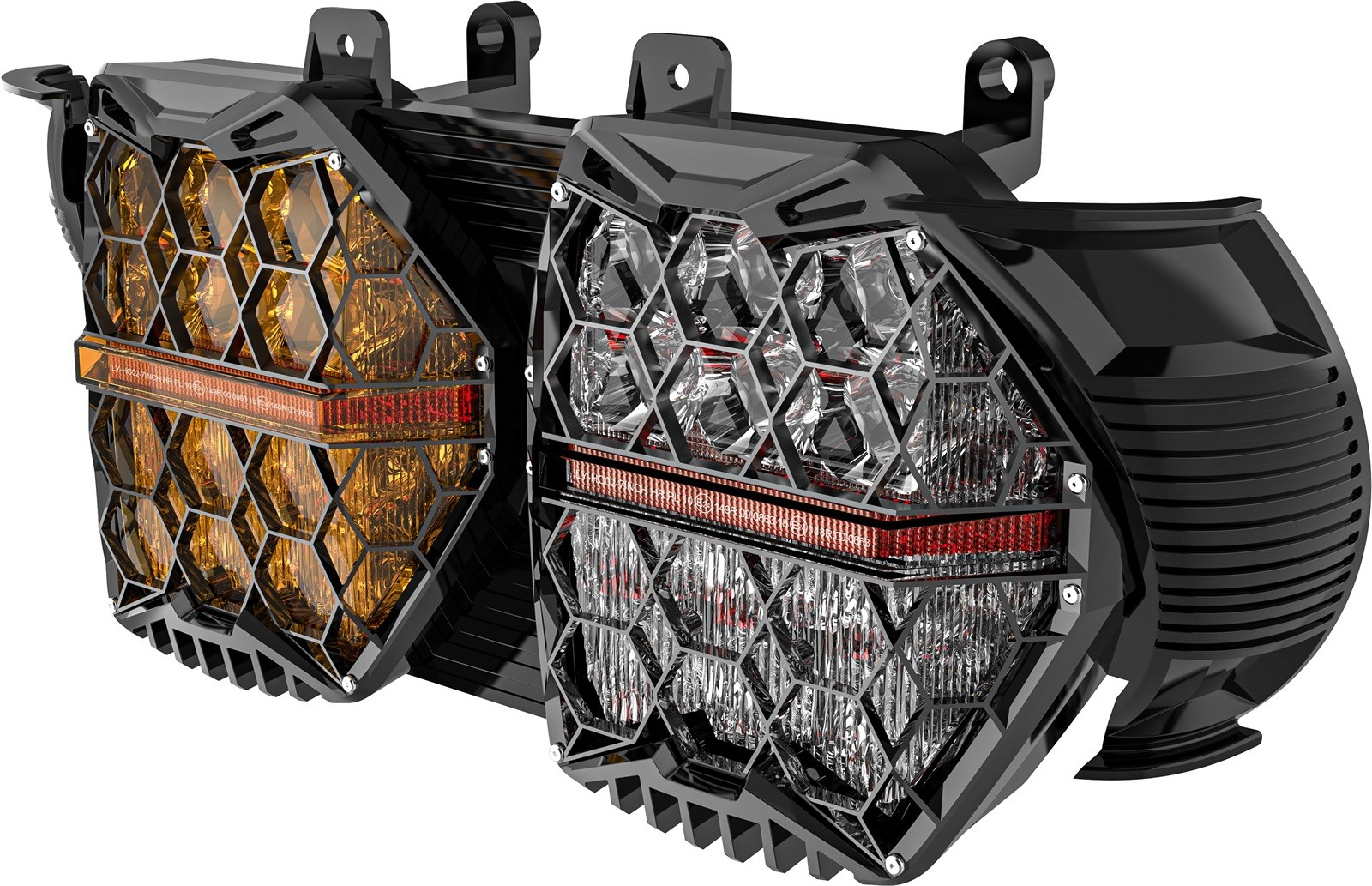 Bicolor LED Dual Headlight w/DRL Emark For Harley Road Glide FLTRX FLTRU 2015-24