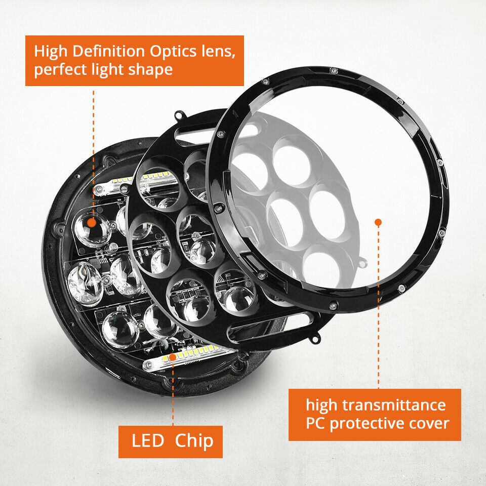 7”inch LED Headlight DRL DOT For Yamaha V-Star XVS 650 950 1100 Classic Stryker