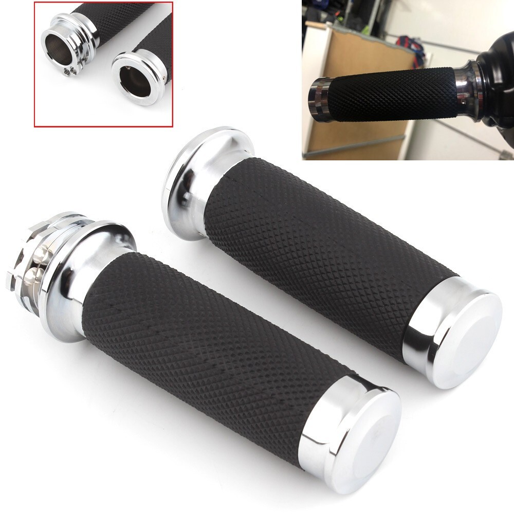 Hand Grips 1″ Motorcycle Handlebar Grips Cable Throttle Fit for Harley Dyna NEW