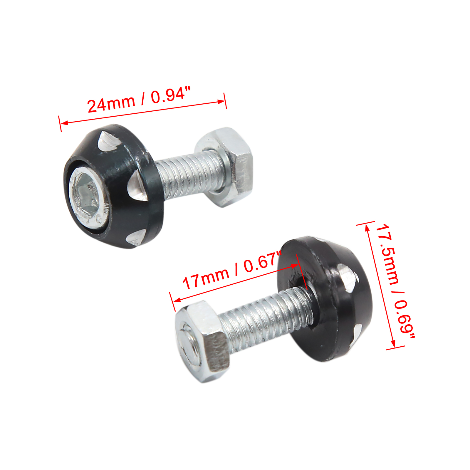 FOUR Black Decorative License Plate Bolt Screw M6x1.0 Dia for Car Motorcycle