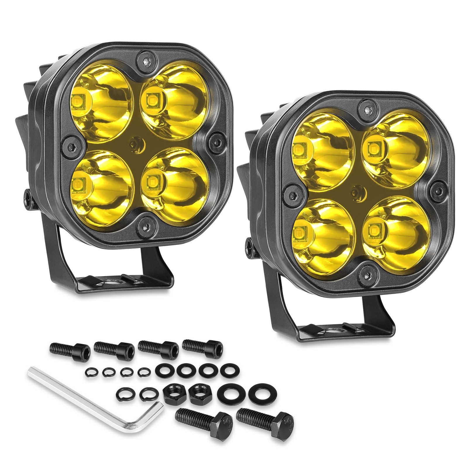2x for Yamaha WR450F 3“ LED Spot Lights Long Range Amber Offroad Dirt Bike +Wire