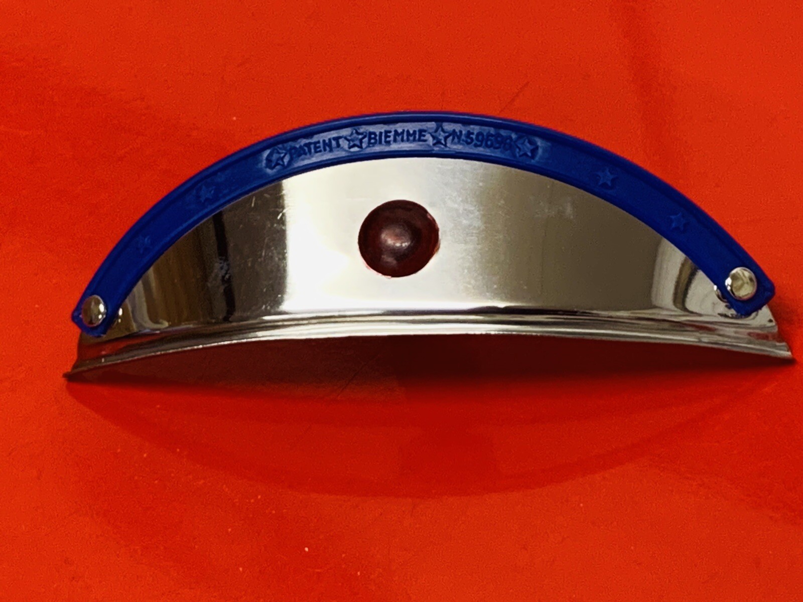 LAMBRETTA VESPA 130MM WIDE BIEMME STAINLESS STEEL HEAD LAMP PEAK WITH RED GEM