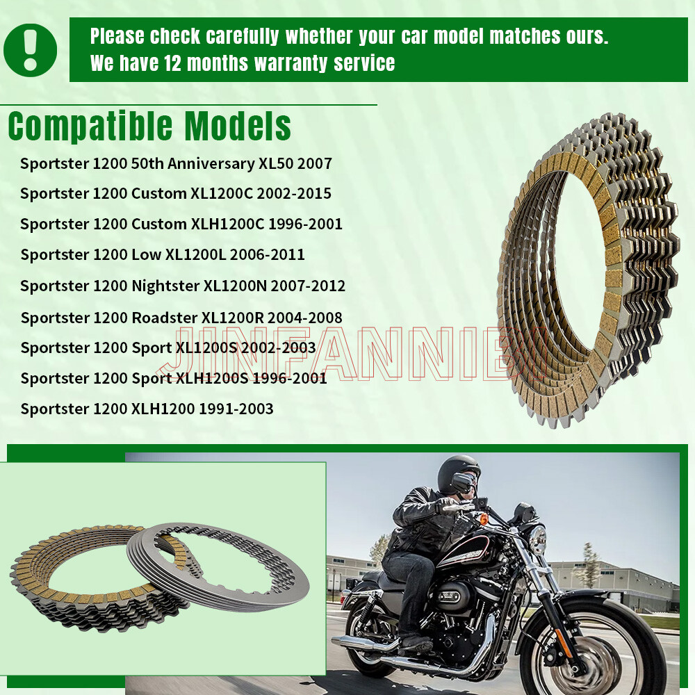 Clutch Friction Steel Plates Kit Fit For Harley Sportster XL883 XL1200 2004-2022