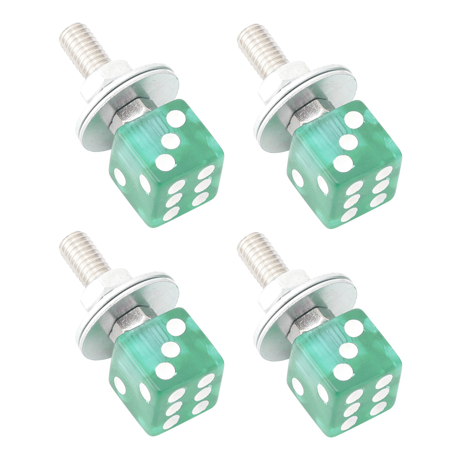 4x Motorcycle Bike Plastic Green Dice License Plate Bolt On Screw On Frame Nut