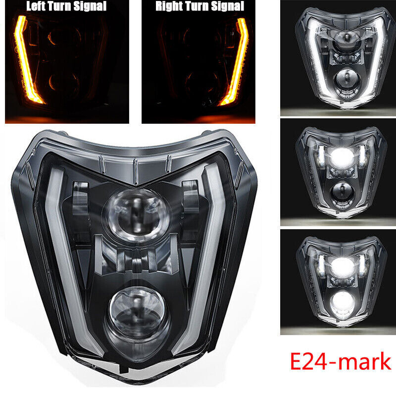 For KTM 250 350 450 500 690 Enduro R SMC-R Headlight DRL with Yellow Turn Signal