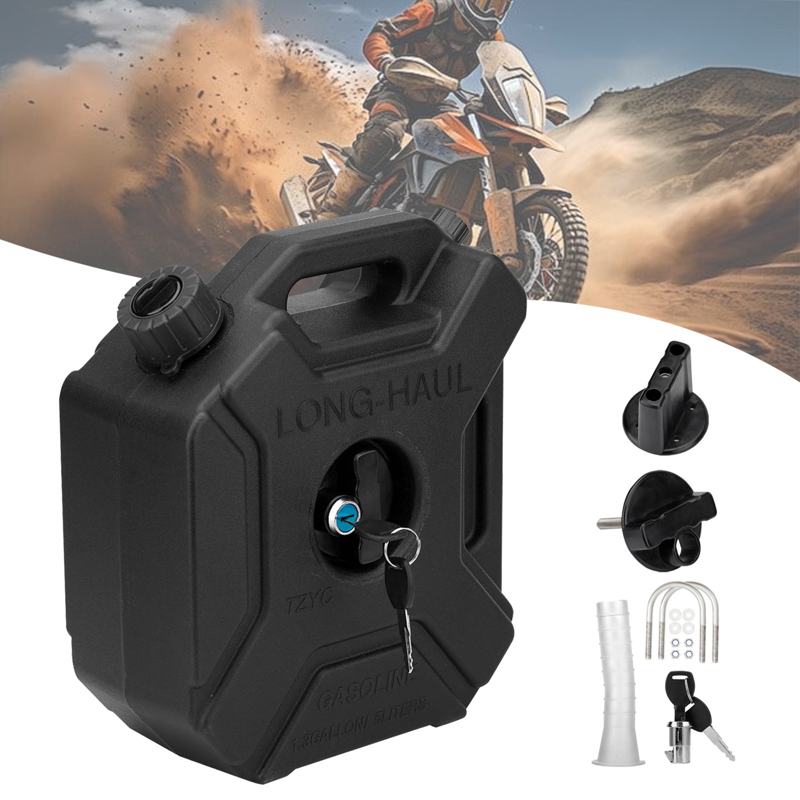 5L / 1.3 Gal Portable Fuel Tank Fluid Container for Car Motorcycle SUV ATV UTV