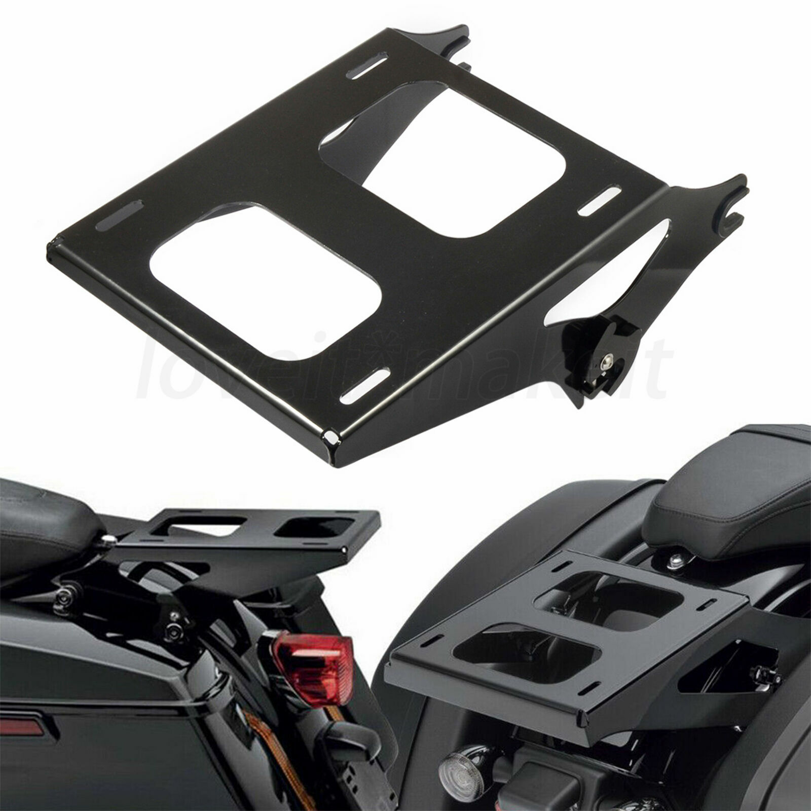 Detachable Two-up Tour Pack Pak Trunk Mount Rack Bracket For Harley Touring 14+