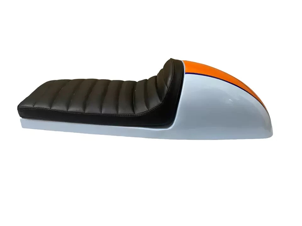 Benelli Mojave Cafe Racer Light White & Orange Steel Petrol Tank +Seat |Fit For
