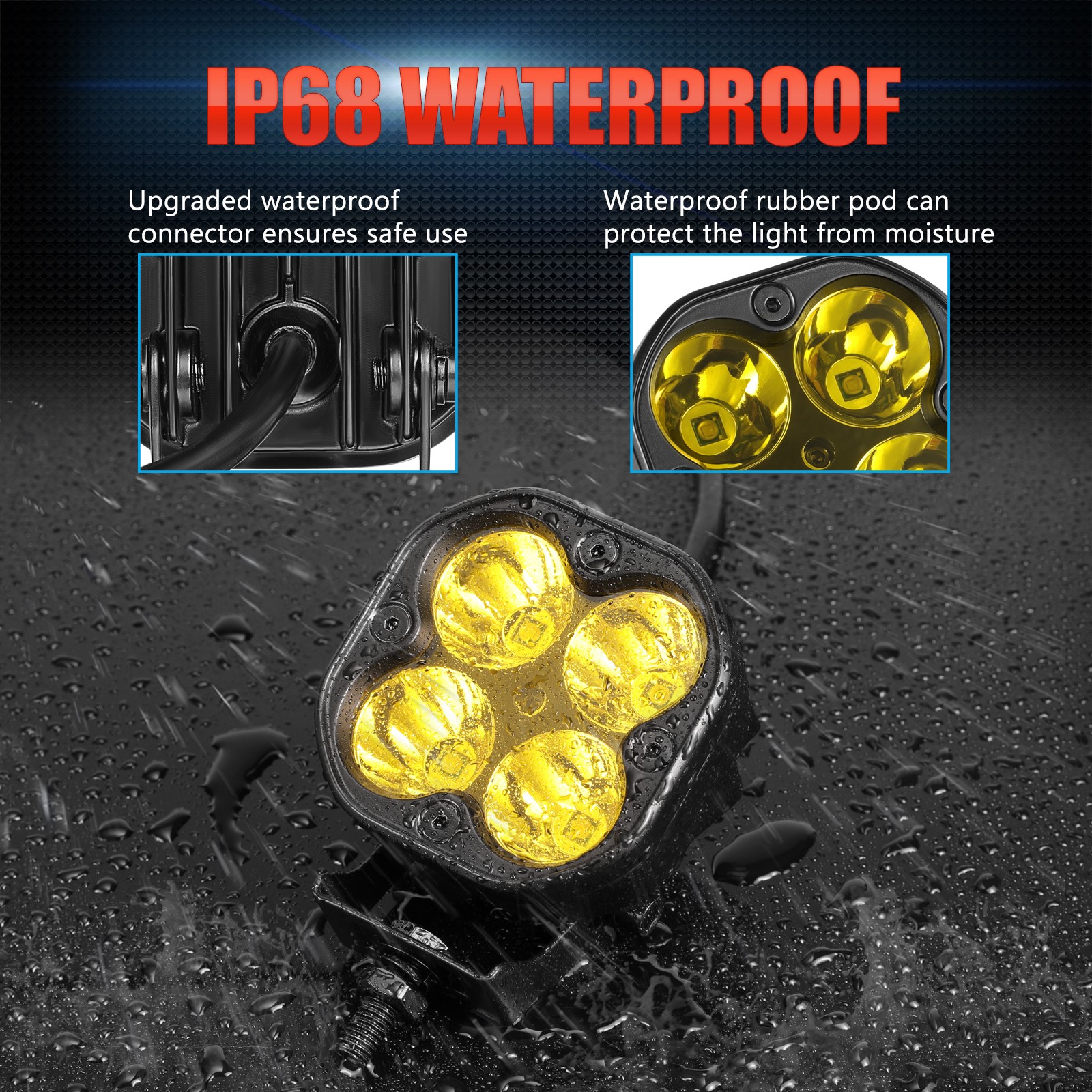 2x for Yamaha WR450F 3“ LED Spot Lights Long Range Amber Offroad Dirt Bike +Wire