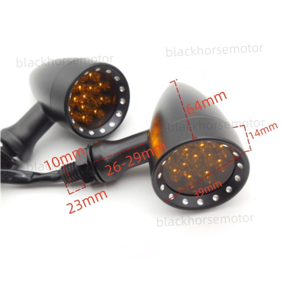 Motorcycle Black LED Amber Blinker Turn Signal Lights For Harley Honda Univresal