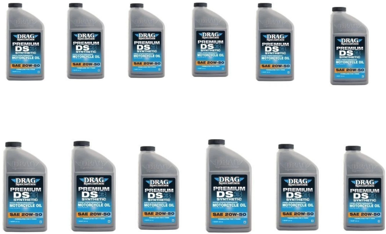 Drag Specialties 12qt Synthetic Base Case 20W50 Universal Motorcycle Engine Oil