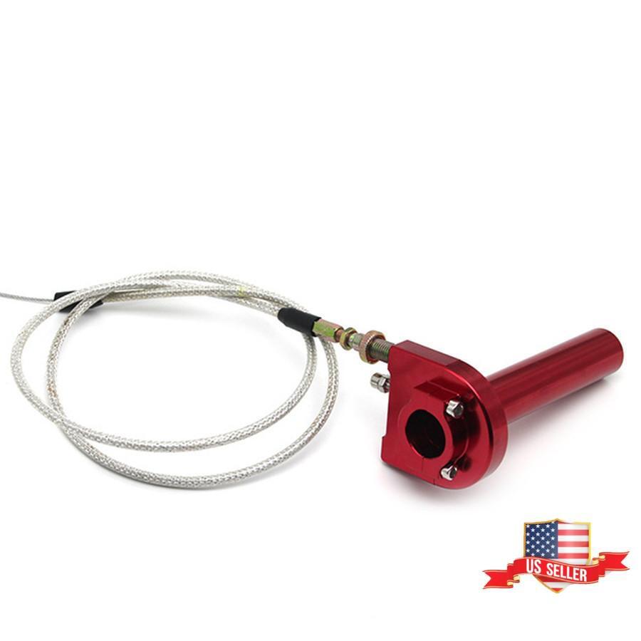 1x Red CNC 7/8″ Motorcycle Handbar Throttle Turn Grip Twist Cable Scooter ATV US