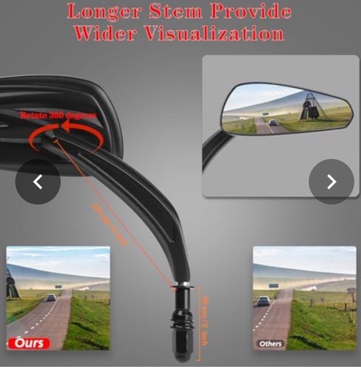 Motorcycle Rear View Mirrors for Sportster Road King Street Electra Glide Road