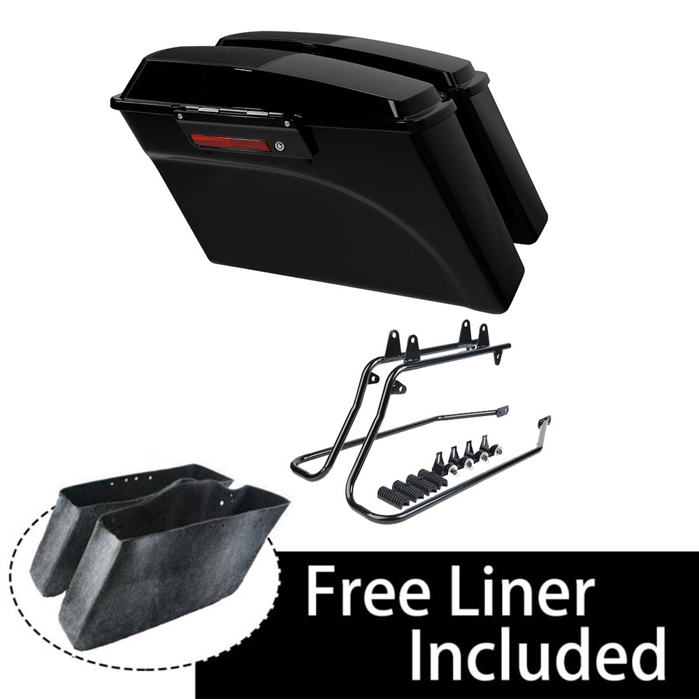 Vivid Black Hard Saddlebags Conversion Brackets Fit For Harley Softail 1984-2017