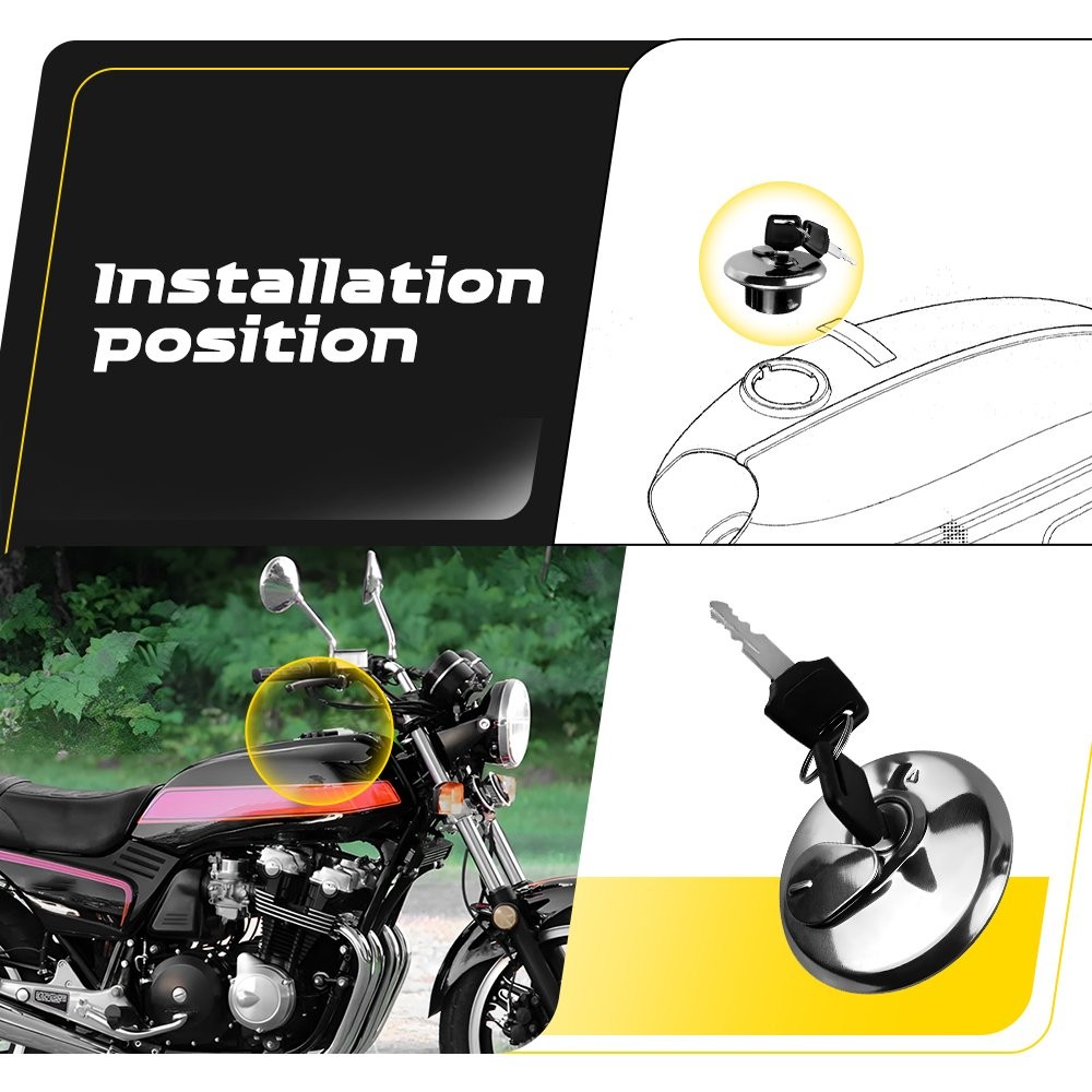 Universal Gas Fuel Motorcycle Motorbike Lid With Cap Tank Cover Keys 2 Lock Set