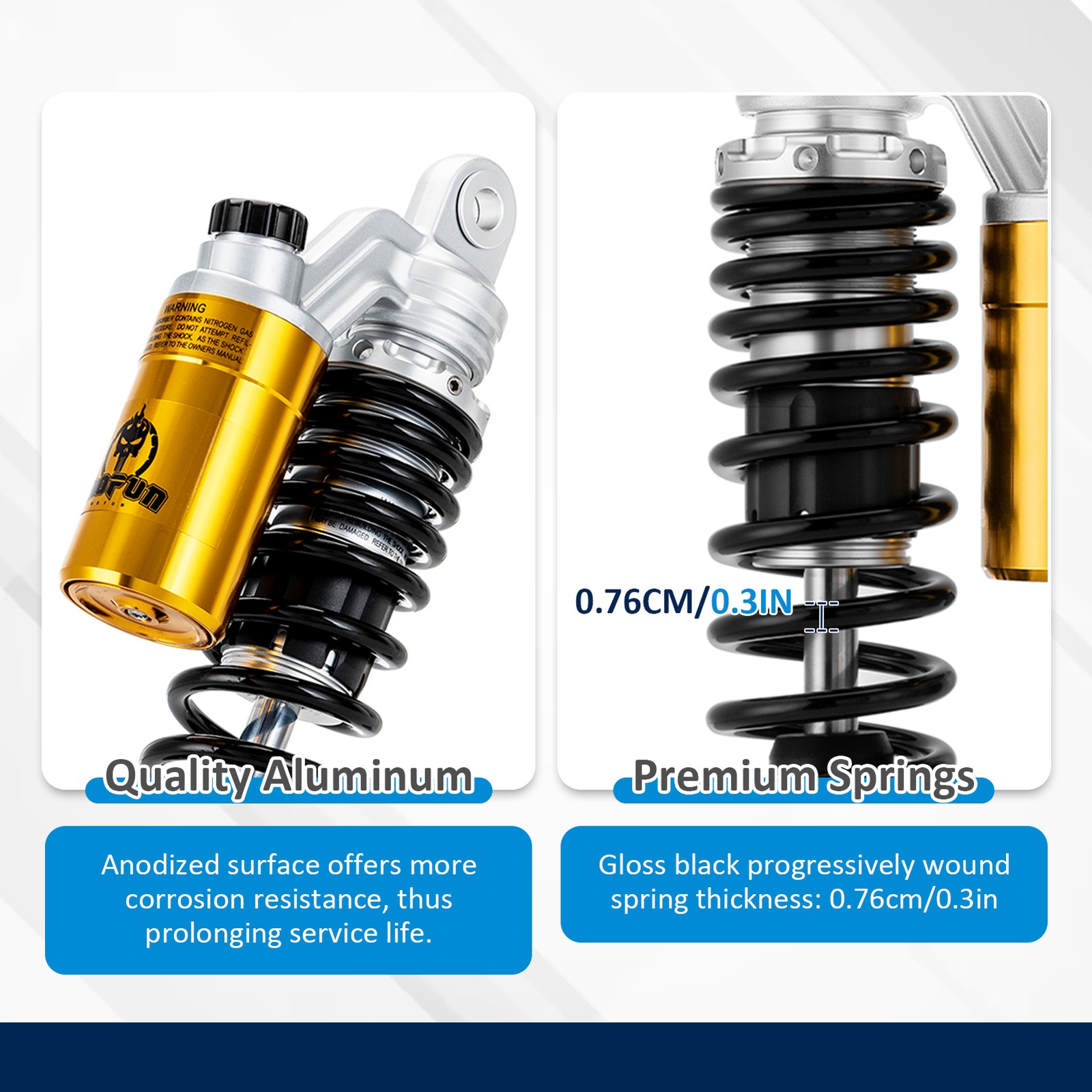 13.4″ Remote Reservoir Rear Shocks For Harley Sportster 883 1200 Forty-Eight XL