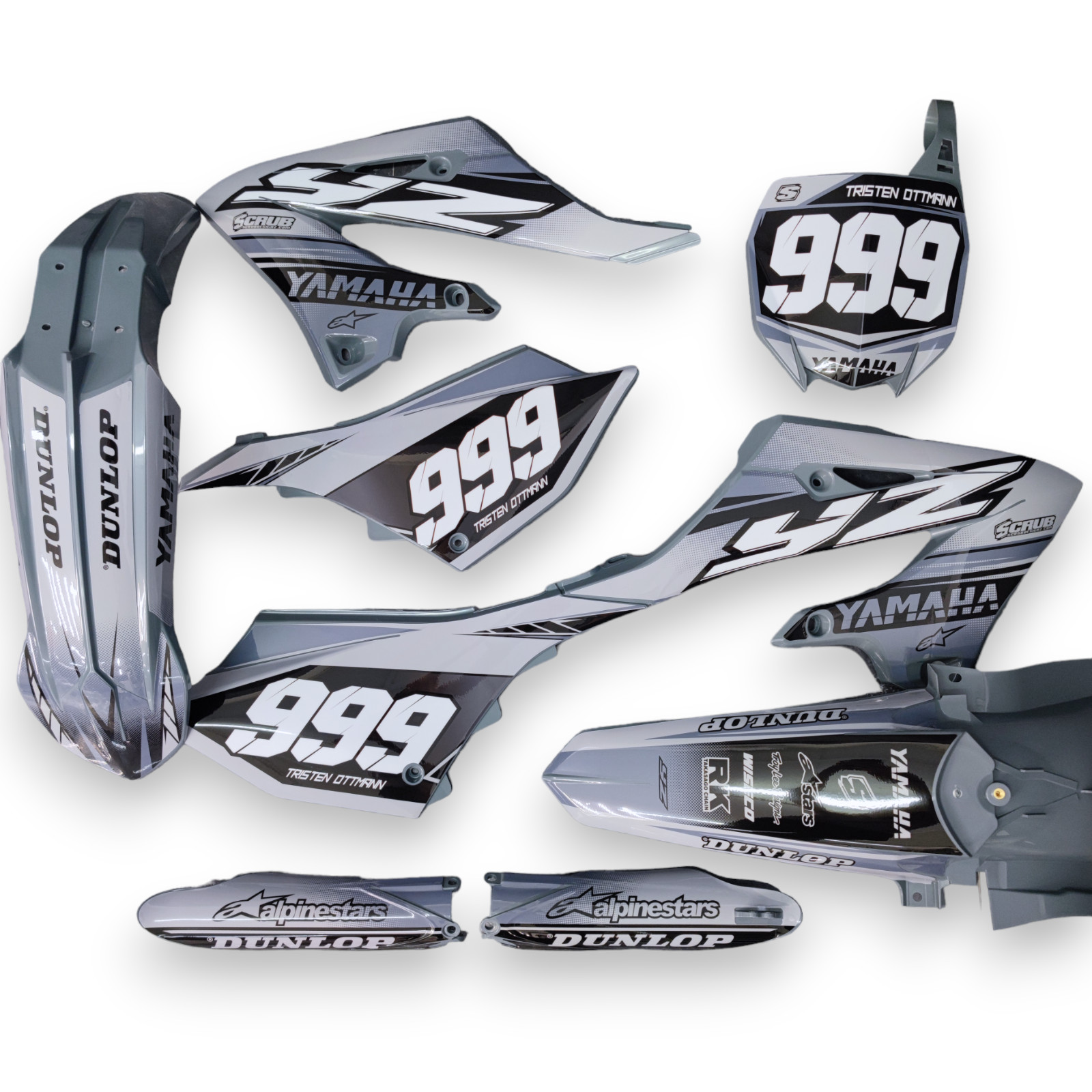 Plastics + Graphics Yamaha YZ125 YZ250 2022 2023 2024 Custom race number+name