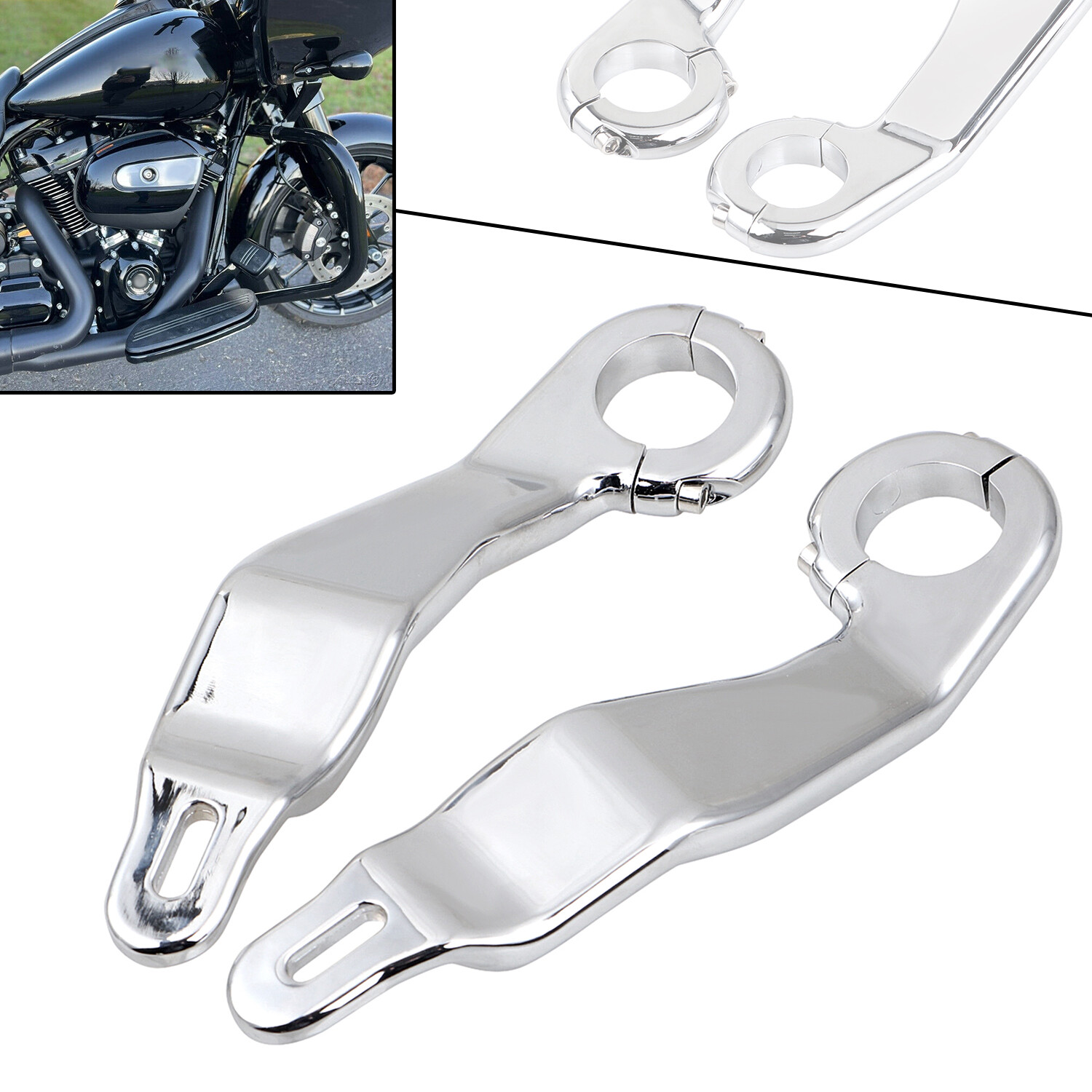 Chrome Zinc Alloy Fairing Support Bracket Mount Kit For Harley Road Glide 15-23