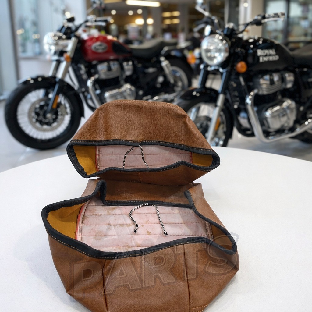 Faux Leather For Royal Enfield Himalayan Seat Cover With Added Cushion Brown