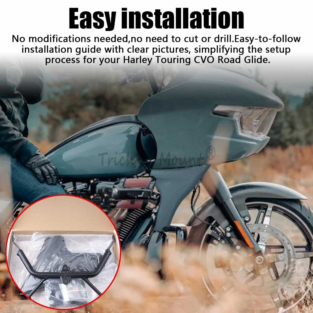 Black Side Fairing Panel +Metal Bracket For Harley Road Glide CVO Limited 23-Up