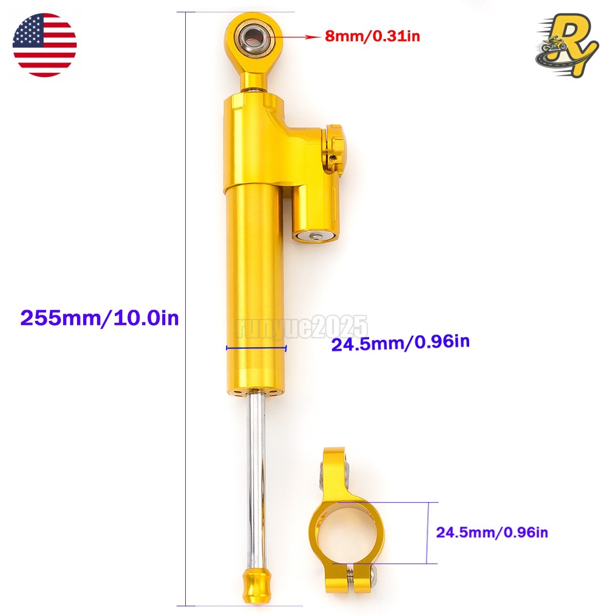 US Motorcycle CNC Steering Damper Stabilizer Adjustable Aluminum Gold Universal