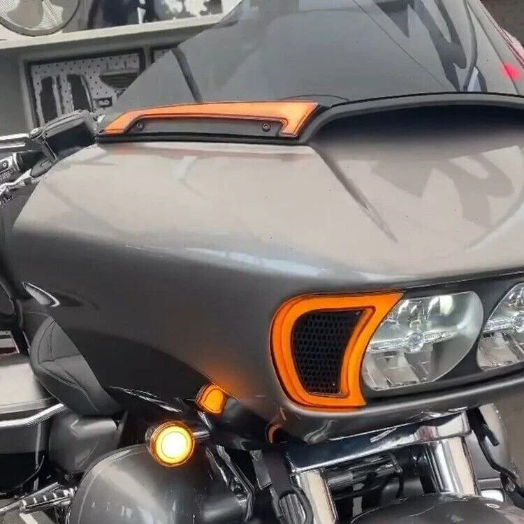 For 2015-2022 Harley Road Glide Headlight Fairing Windshield Trim LED Lights