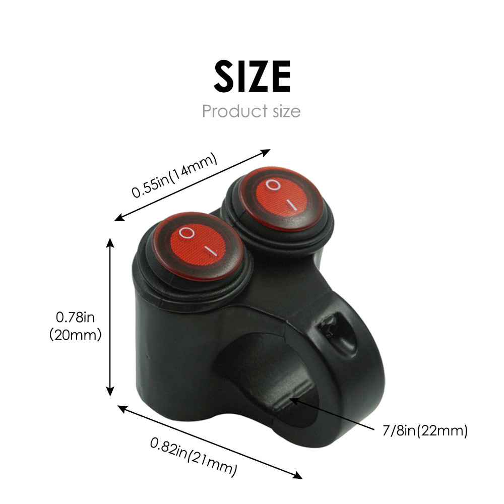 7/8” 22mm Motorcycle Handlebar Headlight Fog Spot Light Dual on off Switch 12V