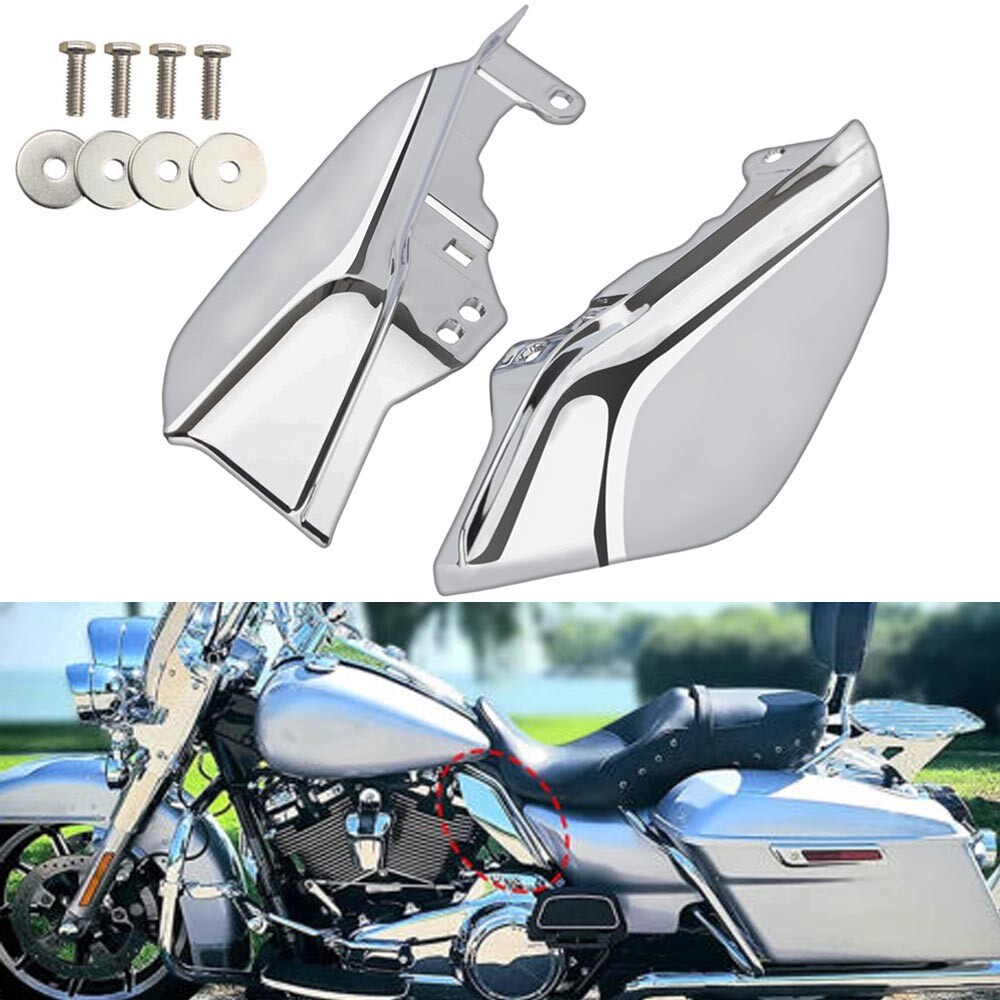 Mid-Frame Air Deflector ABS Heat Shield Chrome For Harley Road King 2009-2024