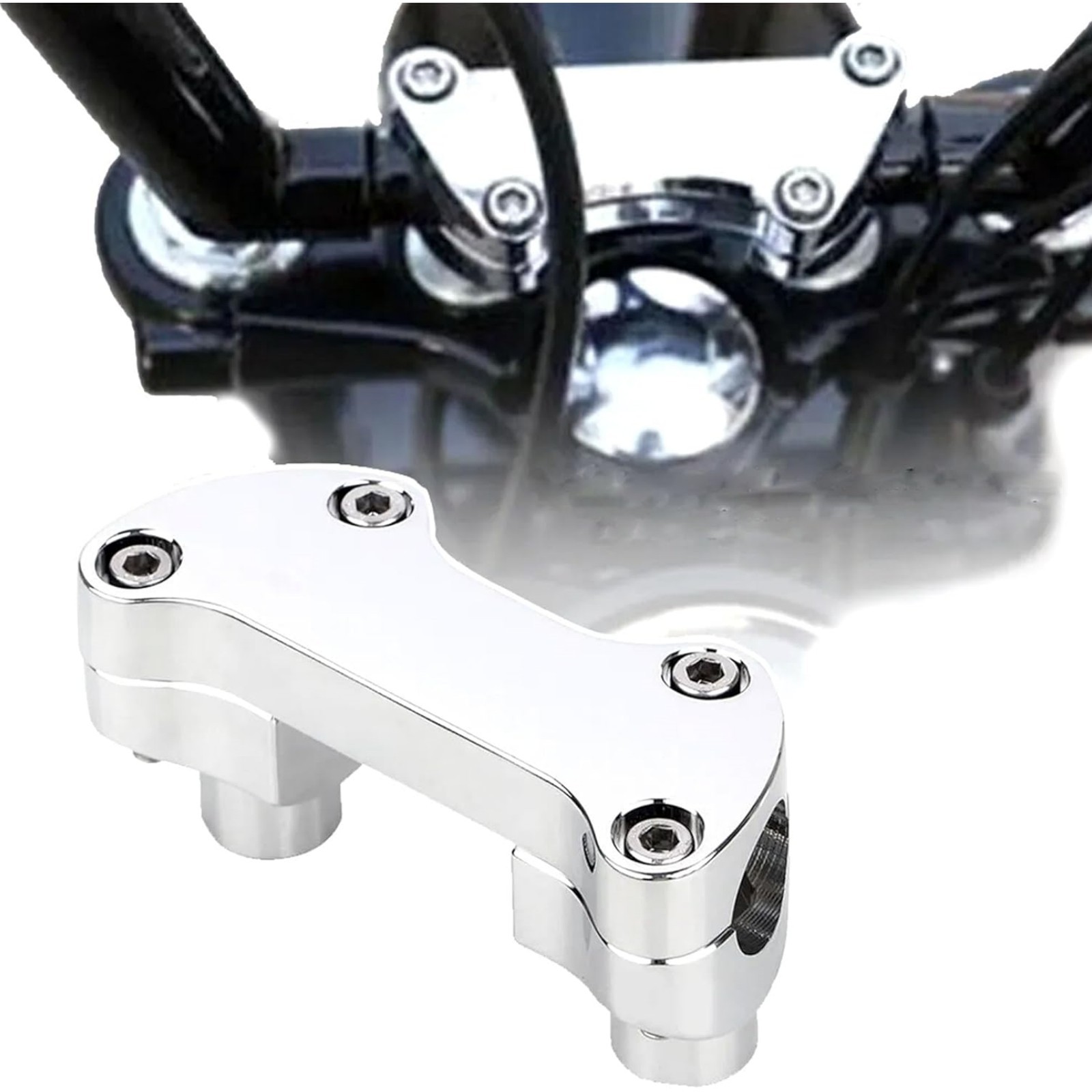 1.25” Handlebar Riser/Top Clamp Kit 2.0″ Tall for Harley Touring Models, Chrome