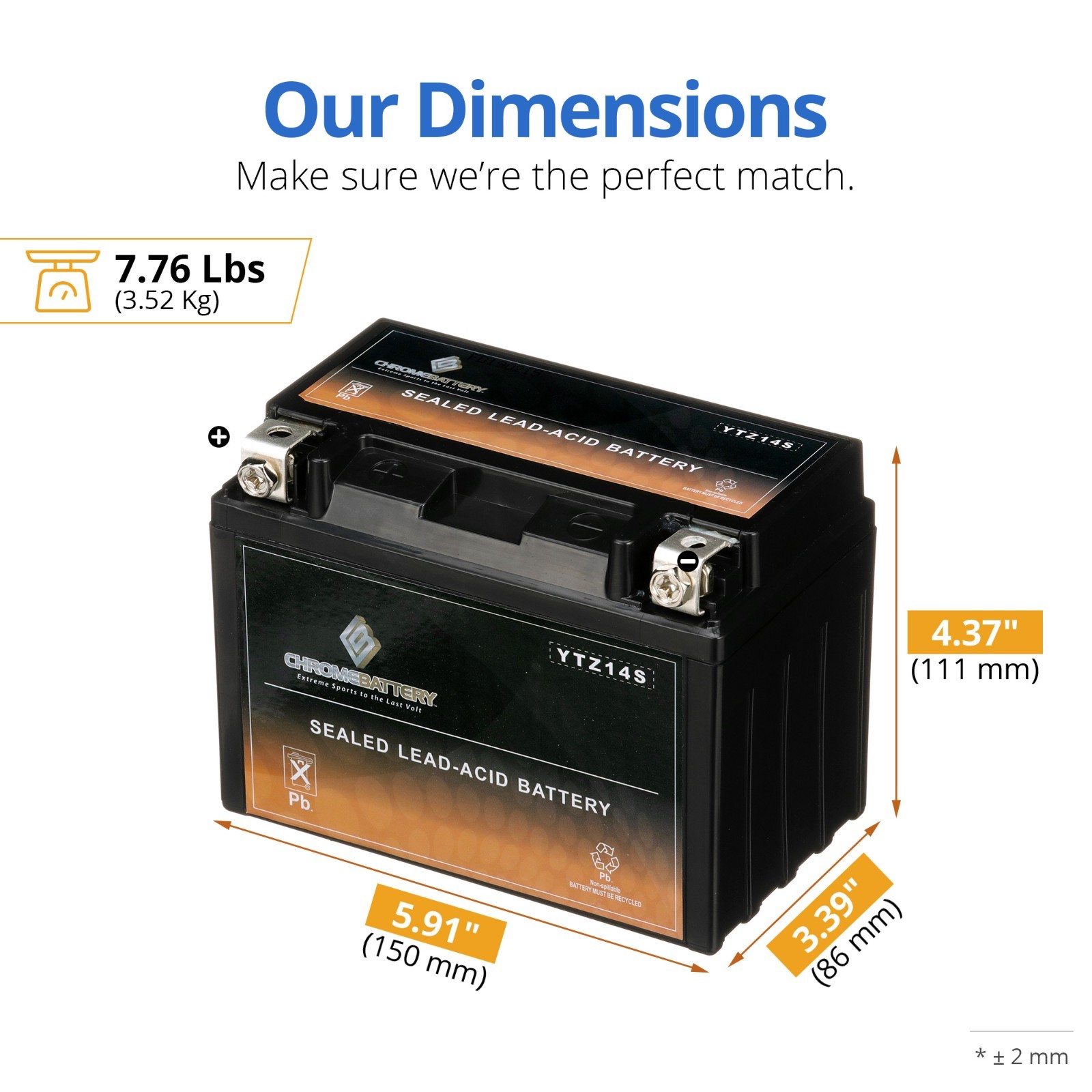 YTZ14S Rechargeable Battery SEALED AGM UPGRADE for HYB16A-B HYB16A-A
