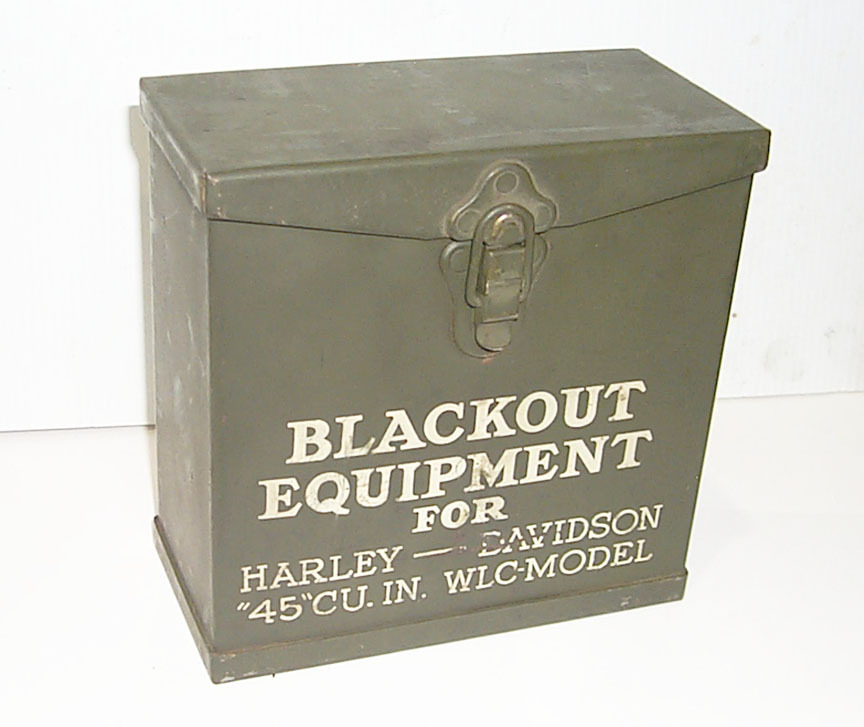 NOS WW2 Surplus Metal Storage BOX for Black Out Gear – Harley 45 Solo WLA WLC
