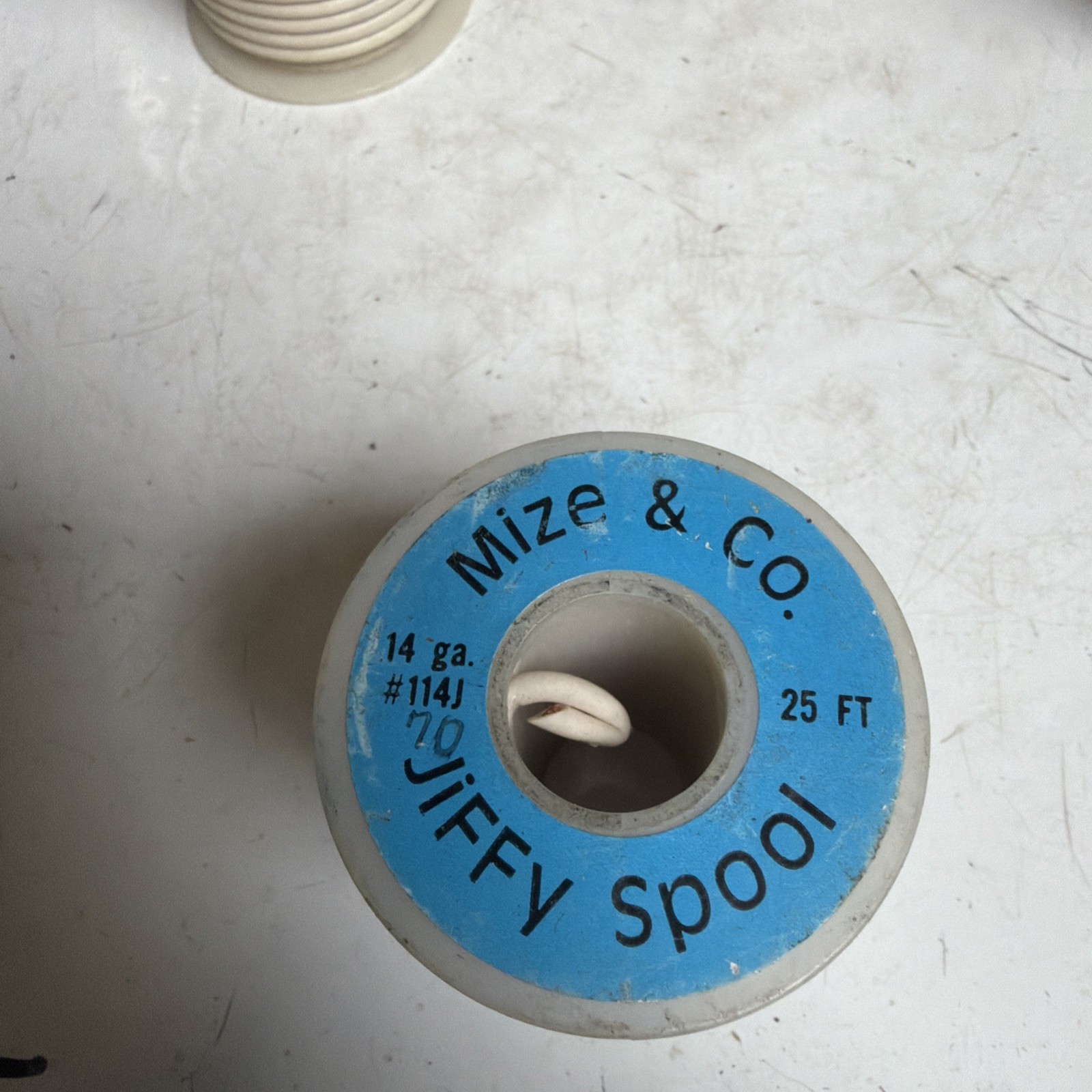 Mize And Company 14 Gauge Jiffy Spoil White Wire, 25 Ft Spool, NOS Sealed