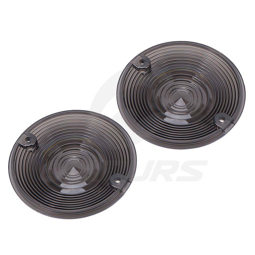 2Pcs Smoked Lens Turn Signal Light Flat Lens Covers For Harley Road King Glide