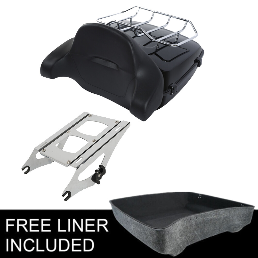 Chopped Trunk Pad Chrome Rack Fit For Harley Touring Street Electra Glide 14-26