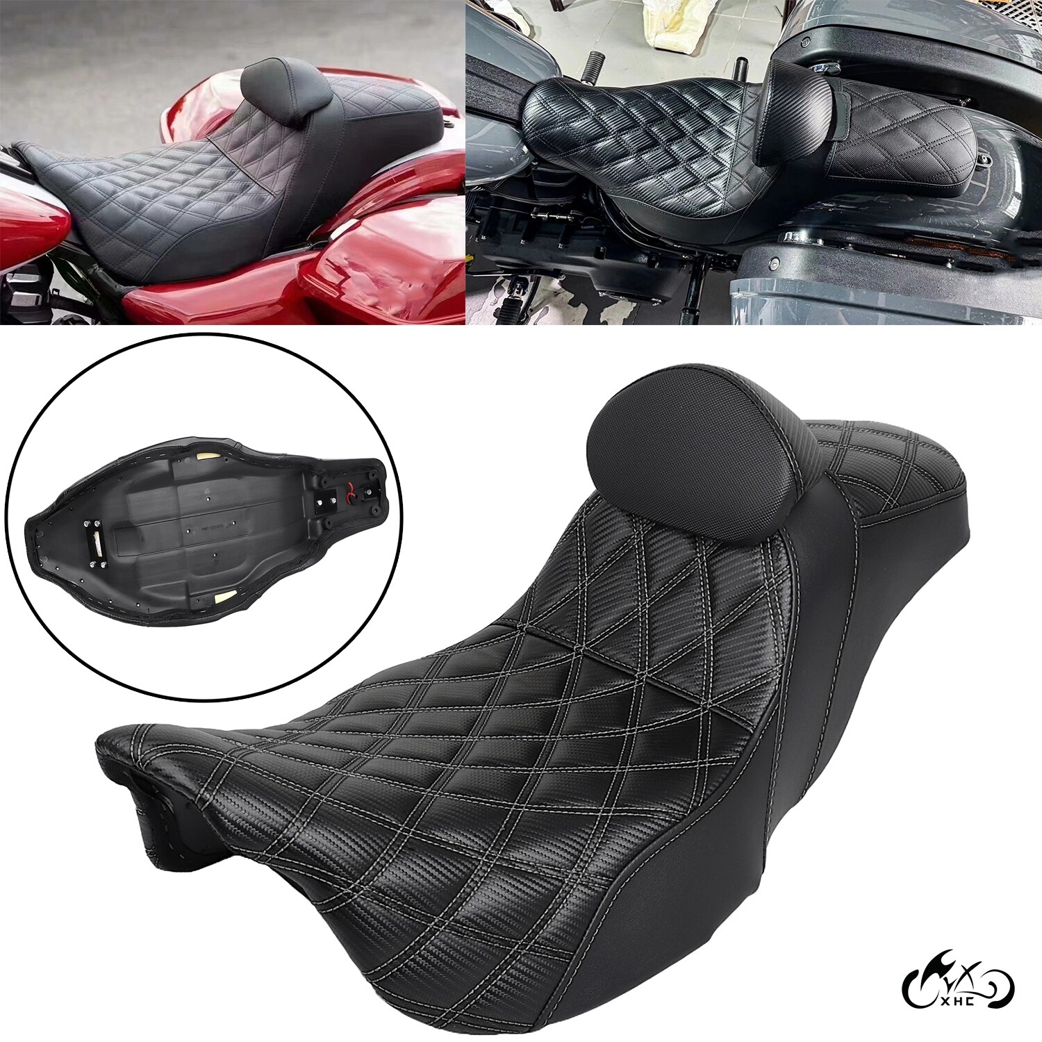 Step Up Passenger Driver Seat w/ Backrest For Harley Electra Street Road Glide