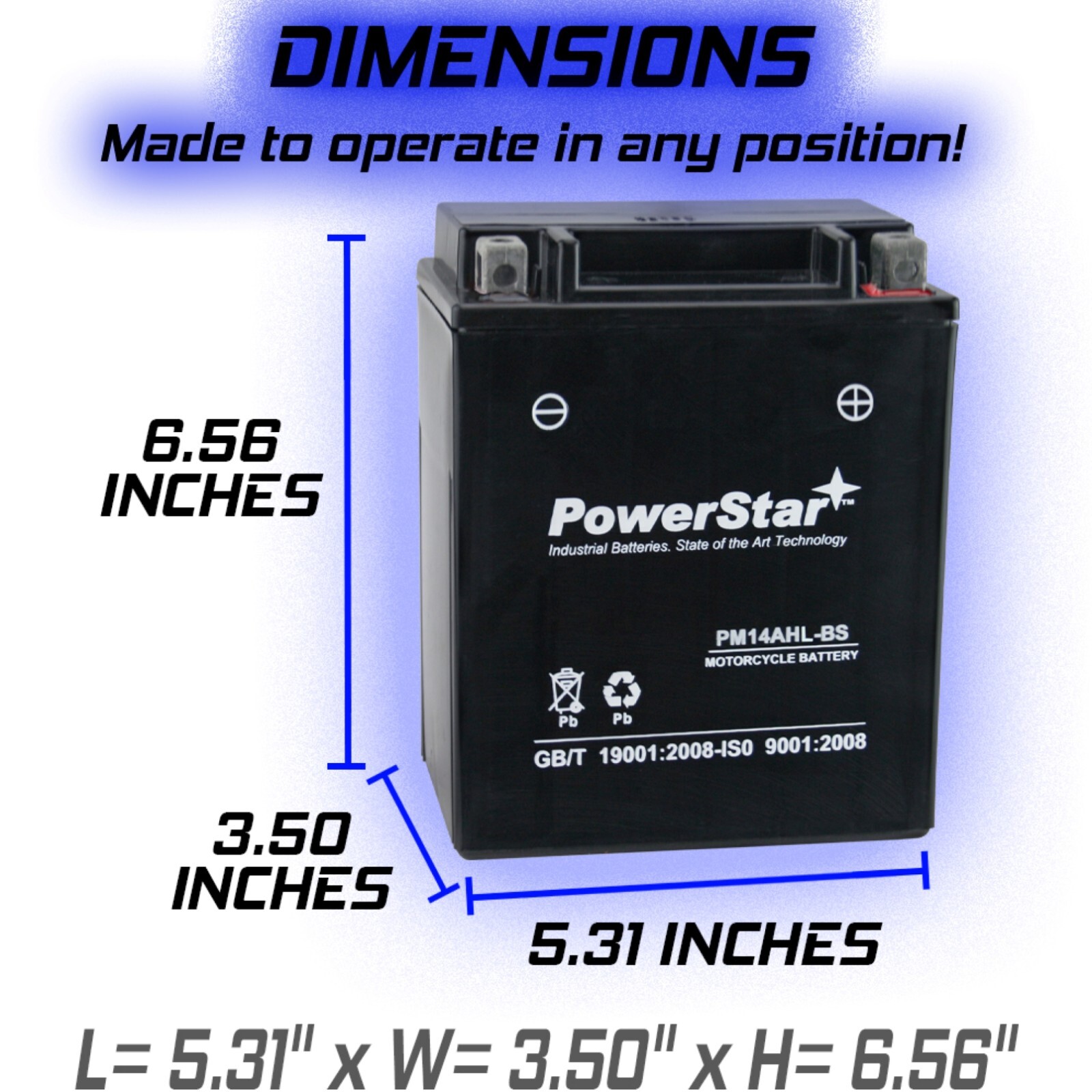 YTX14AHL-BS Motorcycle Battery for KAWASAKI KL650-A, E, KLR 650CC 87-’08