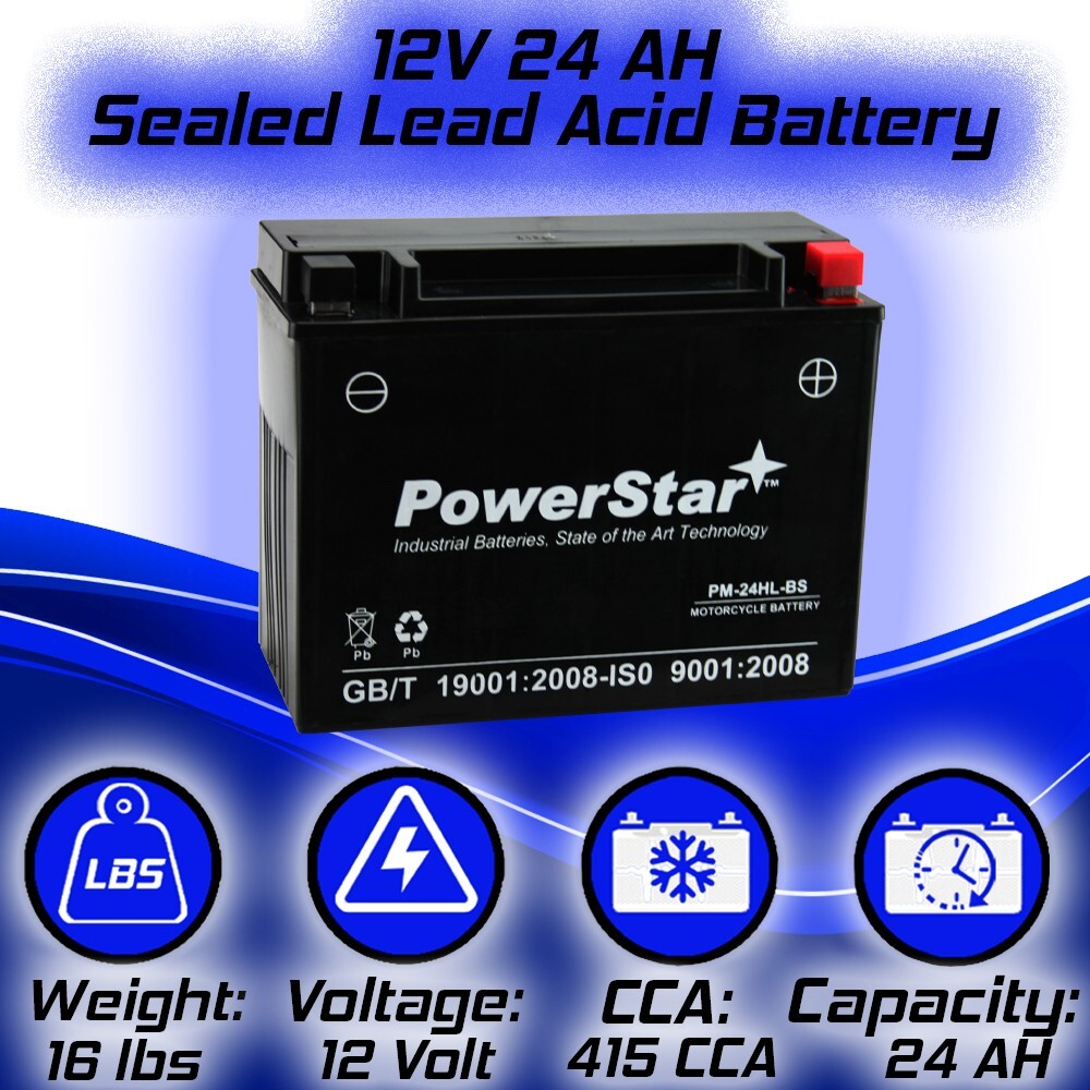 PowerStar replacement for Yuasa YTX24HL-BS Replacement Motorcycle Battery
