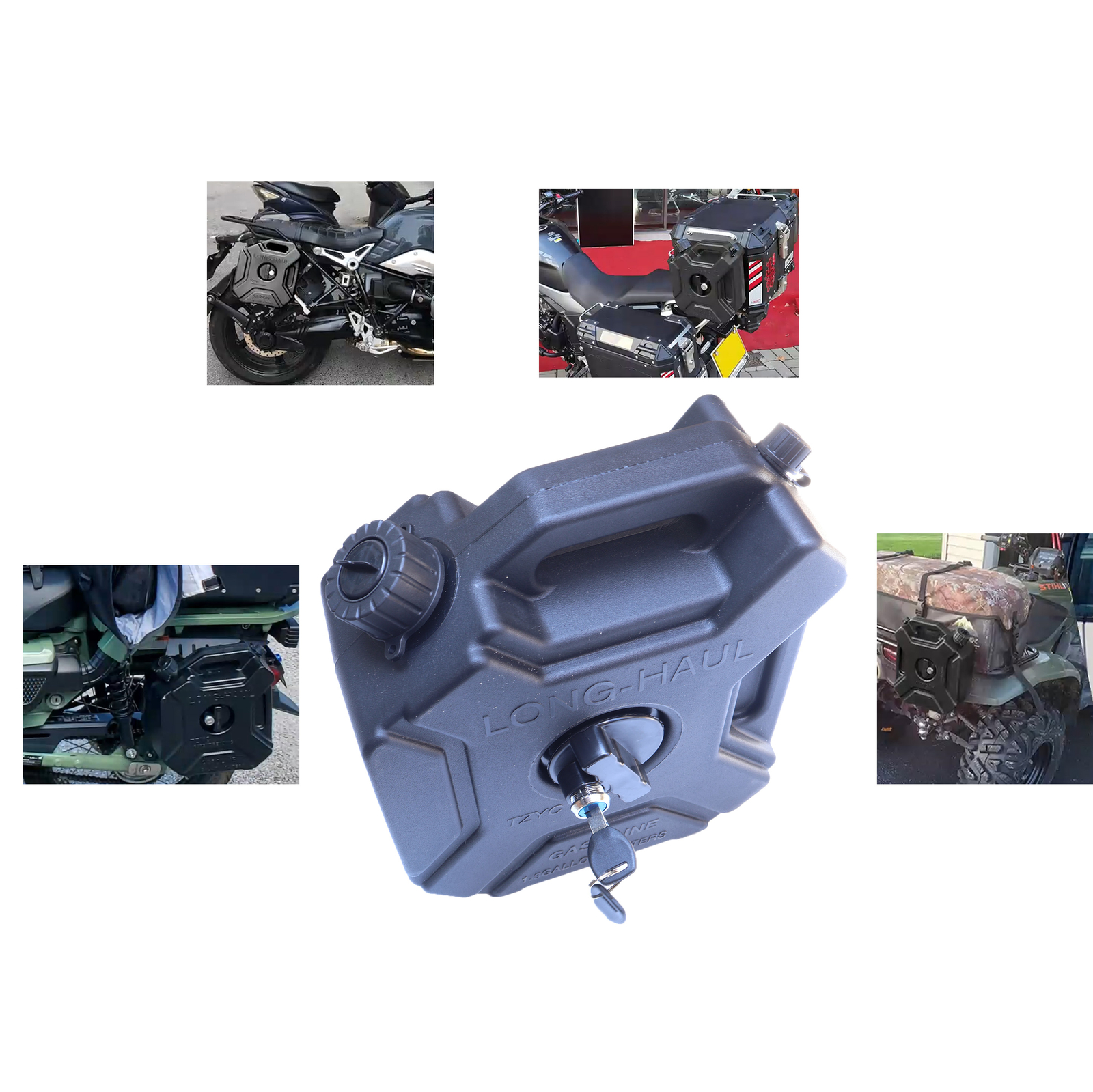 Spare fuel tank 5L,1.3 Gallon Fuel with mount Portable Gas Tank For Motorcycle