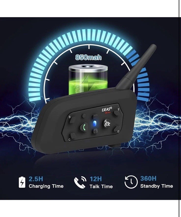 EJEAS V6 Pro+ Motorcycle Bluetooth Intercom 2-Pack 6 Rider 800M IP67 2026 USB-C