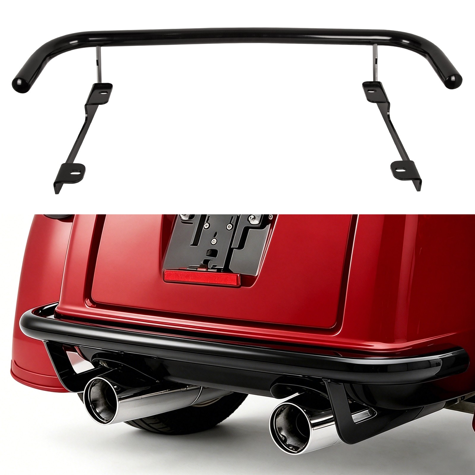 Black Rear Bumper Guard for Harley Tri Glide Trike 2009-2024