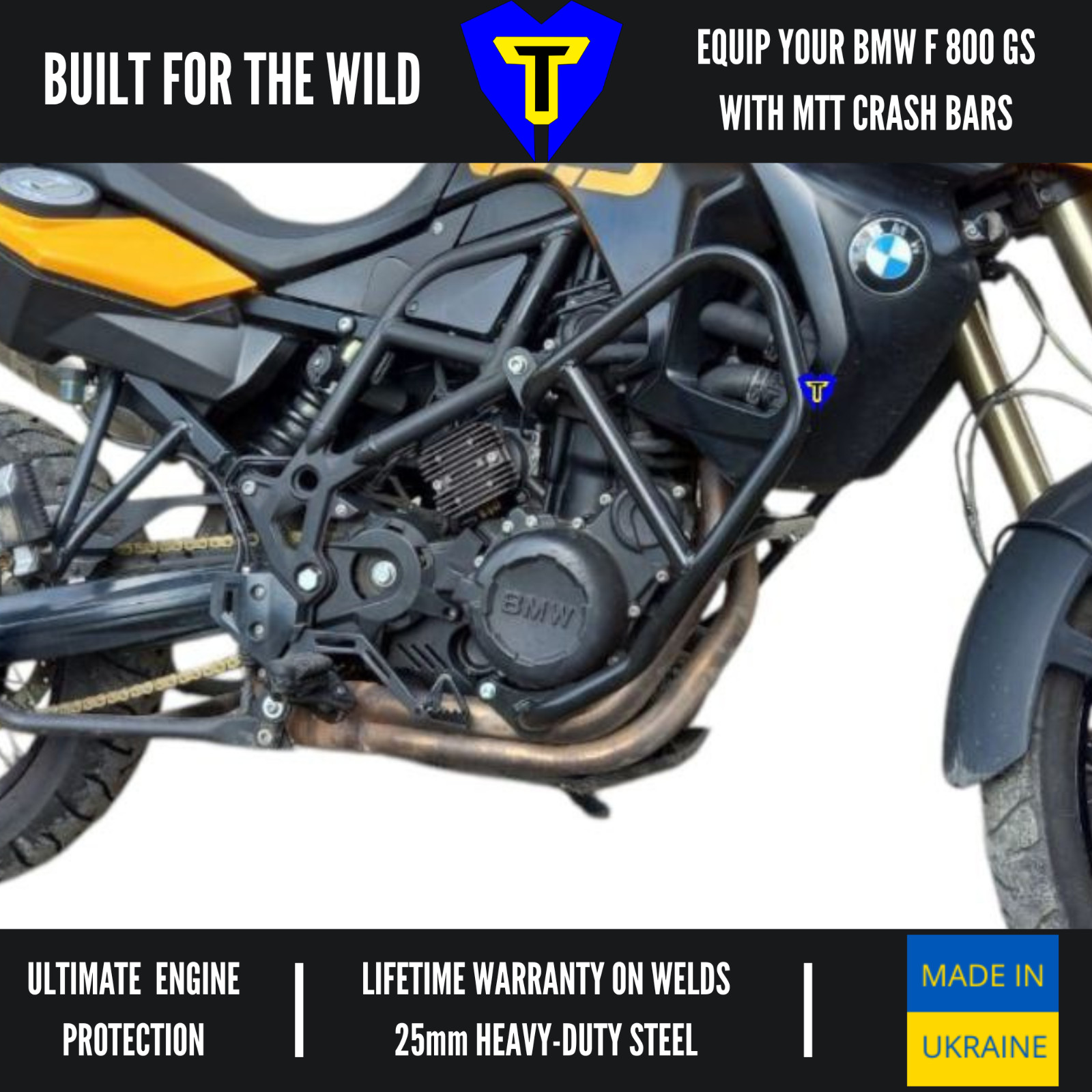 MTT Engine Guard Crash Bars BMW F 800 GS 2006-2012 Heavy Duty Steel Protection