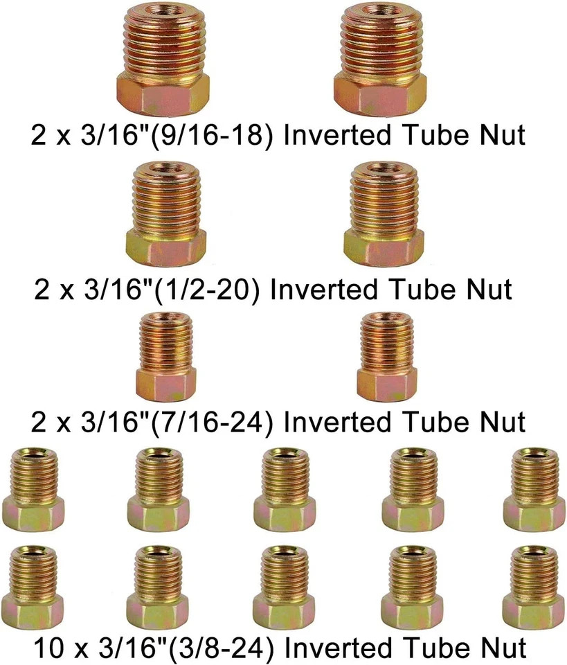 Brake Line Tubing Kit 3/16 Inch 25 Feet with 16 Flare Fittings – Rust-Proof PVF