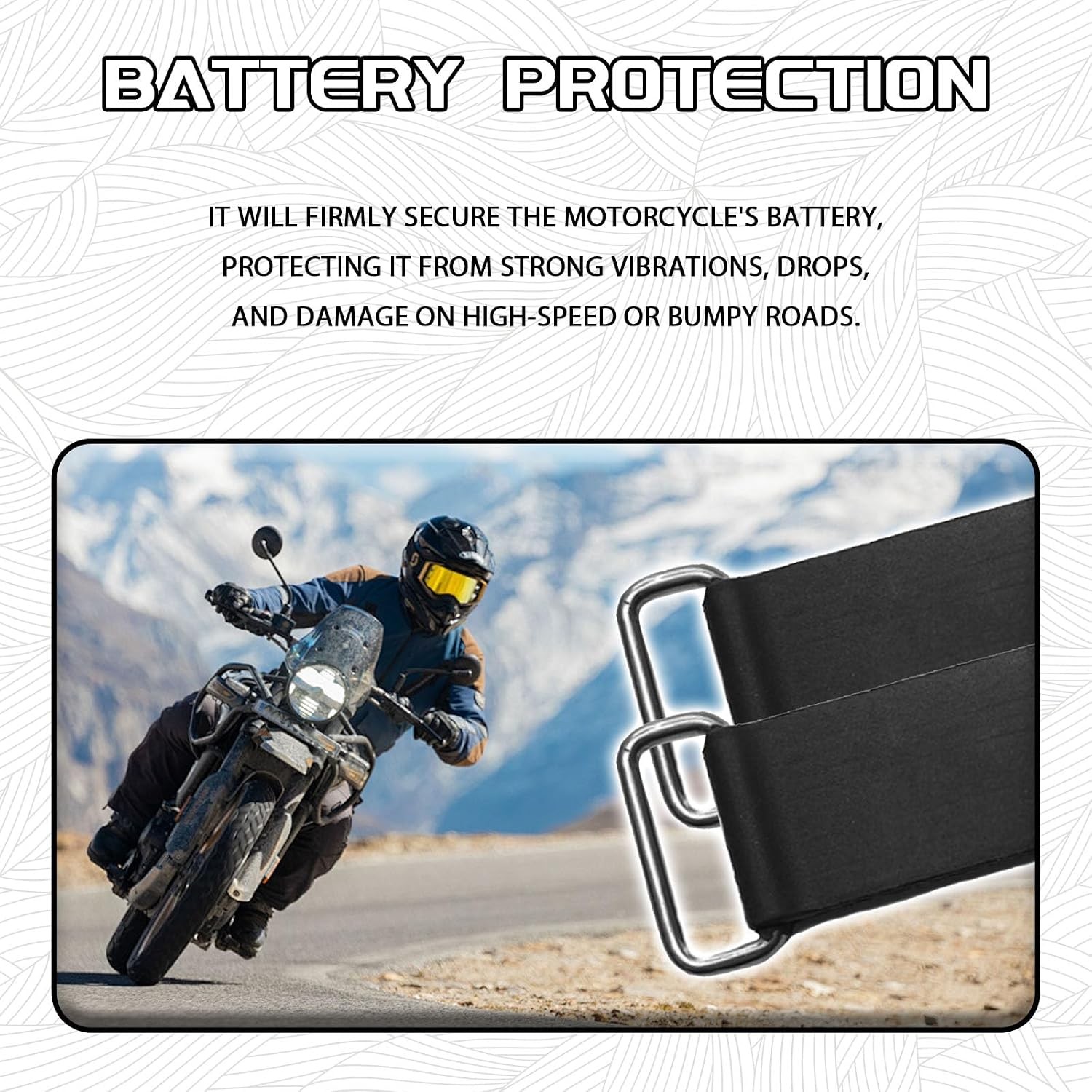 4PCS Black Stretchable Battery Tie Down Strap Holder Metal Buckles ATV Scooter