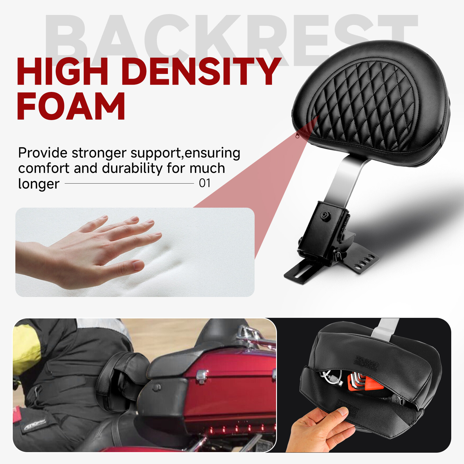 Motorcycle Plug-In Driver Rider Backrest For Yamaha V-Star Dragstar 650 XVS 1100