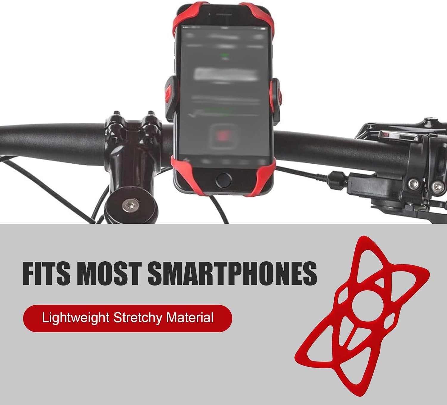 Motorcycle Phone Holder Security Bands, 4-Pack Red Silicone Tethes