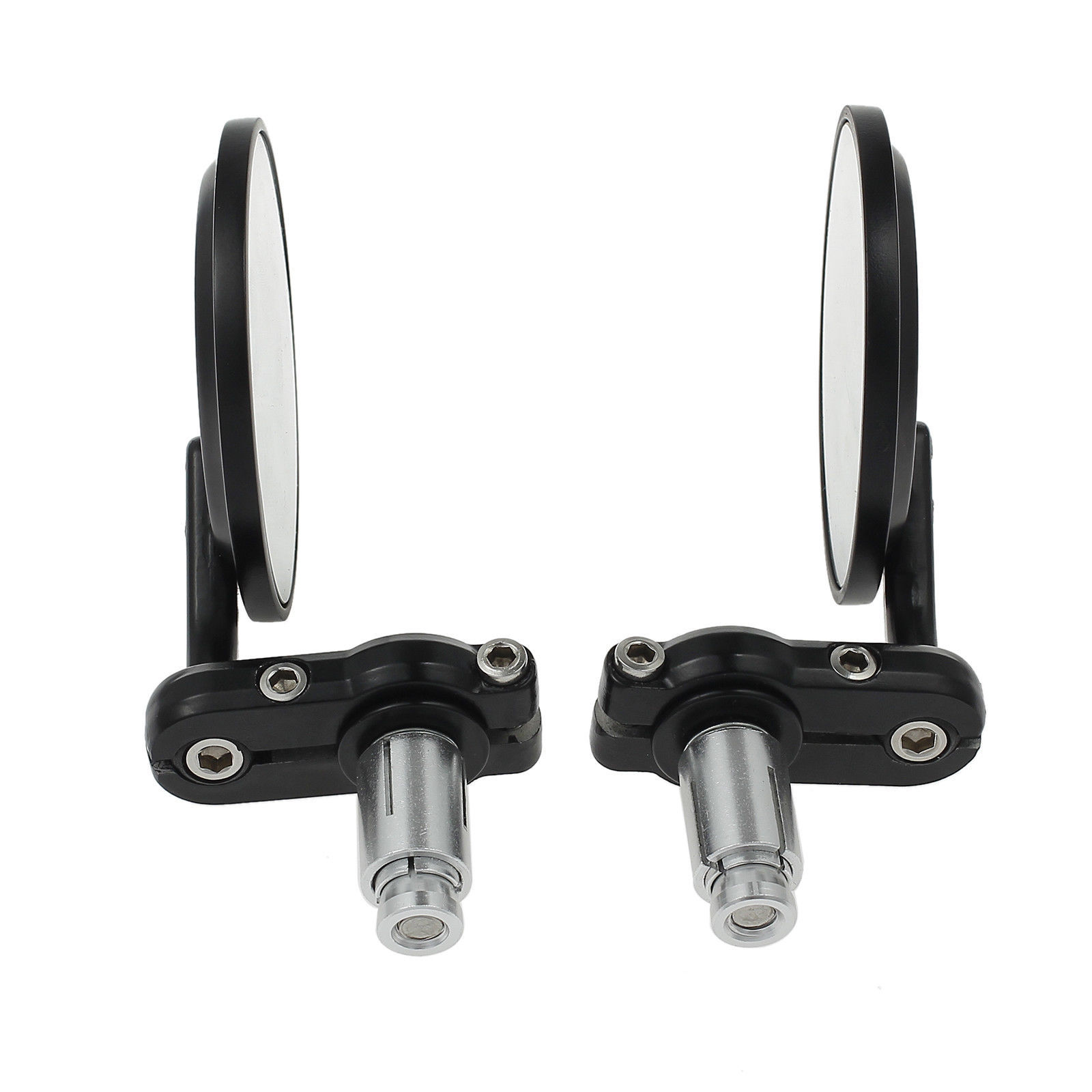 For 7/8″ Handlebar End Motorcycle CNC Round Black Rear View Mirror Set Custom