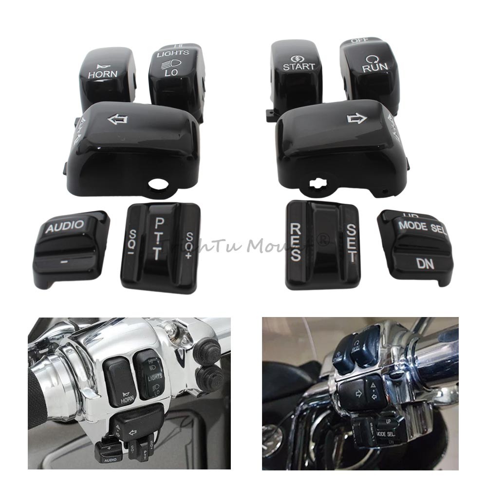 Hand Control Switch Caps Black Fit for Harley XL Dyna Electra Street Glide 96-13