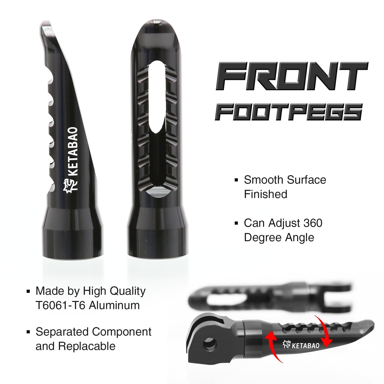 BOB Motorcycle Rider Foot Pegs Black For Buell S1 Lightning All Year